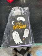 (4) 4pk Halloween Black/Purple Boo Tote Bag - Spritz : Ghost Pattern, Multicolor Paper Gift Bags, 8.375" Height, 5.25" Width