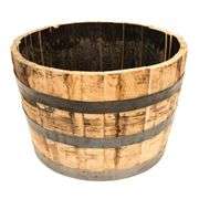 26 in. Dia x 17.5 in. H Dark Oak Wood Whiskey Barrel