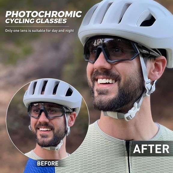 KAPVOE Photochromic Cycling Glasses Men Women Mountain Bike Sunglasses Clear MTB Bicycle Riding - K9408