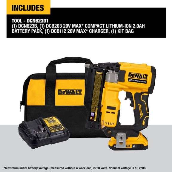 ATOMIC 20V MAX Lithium Ion Cordless 23 Gauge Pin Nailer Kit with 2.0Ah Battery and Charger