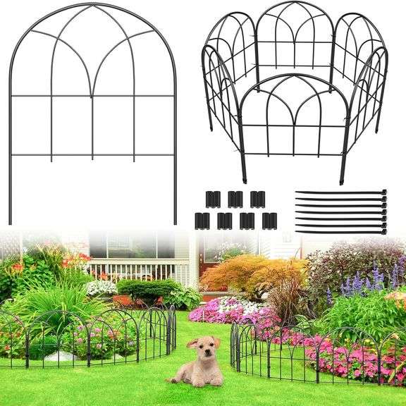 Garden Fence, Arched Rust-Proof No-Dig Fence Garden Fence Border, Garden Fence Animal Barrier for Rabbits Dogs, Outdoor Decoration for Yard and Patio