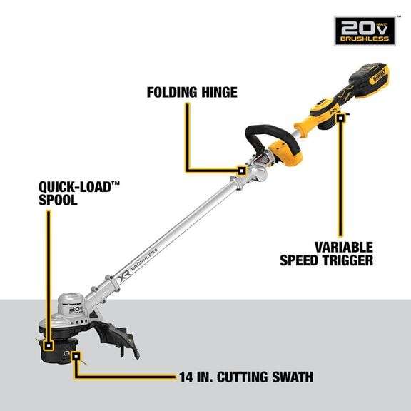 DEWALT 20V MAX Brushless Cordless Battery Powered String Trimmer (Tool Only)