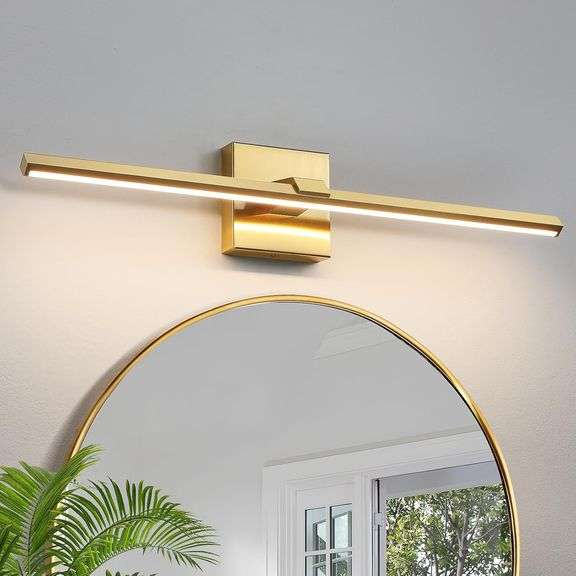 CCYCOL Gold Bathroom Light Fixtures Over Mirror 24 Inch 18W Modern LED Vanity Lights for Bathroom with 3500K Warm Lighting Dimmable Bathroom Wall Scon