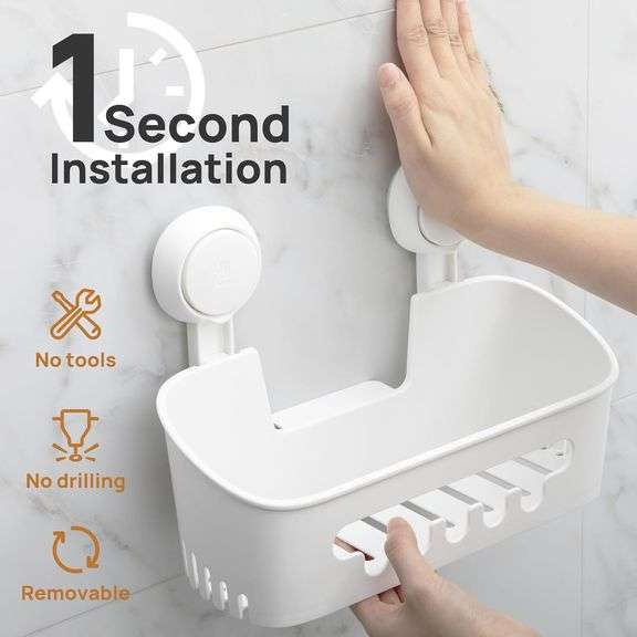 LEVERLOC Shower Caddy Suction Cup Set Shower Shelf
