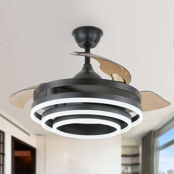 42 in. LED Indoor Black Reversible Invisible Blades Ceiling Fan with Remote Control and Light Kit