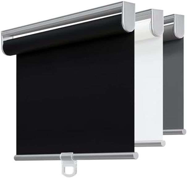 TOVALOR Cordless 100% Blackout Roller Shades for Windows,Pull Down Shades with Spring System,Thermal Insulated Fabric Room Darkening Window Door Blind