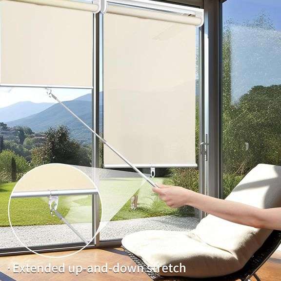 YCUHEN Cordless Roller Shades Pull Down Window Blinds Room Darkening Rolled Up Shades with Push-Pull Rod for Home and Office Bedroom Bathroom Living R