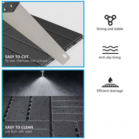 Mychoiii 9 Pack Plastic Interlocking Deck Tiles, 12"x12" Patio Deck Tiles, Waterproof Outdoor Flooring All Weather Use, Dark Grey
