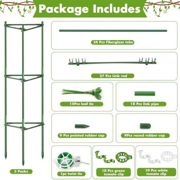 Tomato Cages for Garden,3 Pack Tomato Cages Trellis, Tomato Cages Heavy Duty Tomato Stake Support, Plant Cage Garden Cage for Pots Vegetables Plants 4