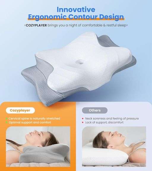Ultra Pain Relief Cooling Pillow for Neck Support, Adjustable Cervical Pillow Cozy Sleeping, Odorless Ergonomic Contour Memory Foam Pillows, Orthopedi