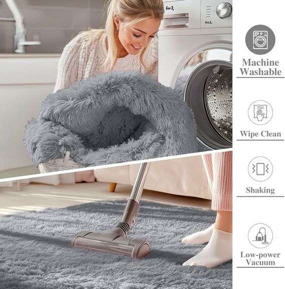 OLANLY 2x4 Machine Washable Runner Rugs for Hallway, Soft Fluffy Shaggy Bedside Rugs for Bedroom, Living Room, Indoor Floor Carpet for Kids Girls Boys