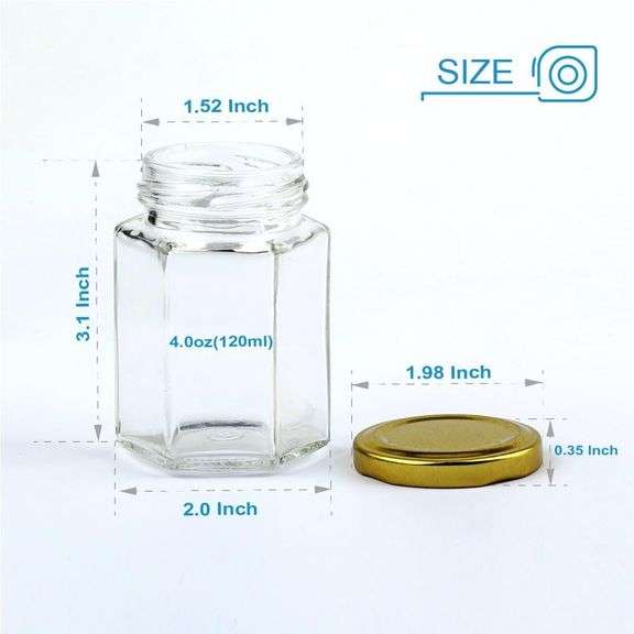 4oz Hexagon Glass Jars 25 pack (25, 4oz)