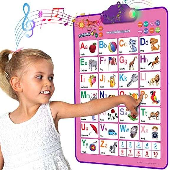 Just Smarty Interactive Alphabet Wall Chart | Talking ABCs & 123s Music Poster with Interactive Light | Toddler Alphabet Learning | Educational Toys f