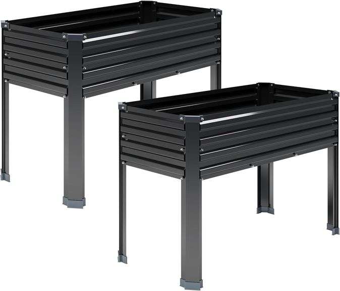 Galvanized Raised Garden Bed with Legs,2PCS 48 18 30in Elevated Planter Box for Backyard,Garden, Patio, Balcony, 300lb Capacity,Planters for Outdoor P
