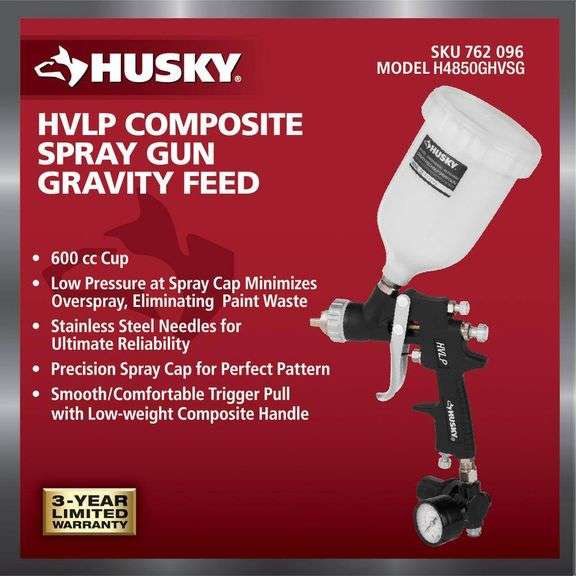 Husky Gravity Feed Composite HVLP Spray Gun