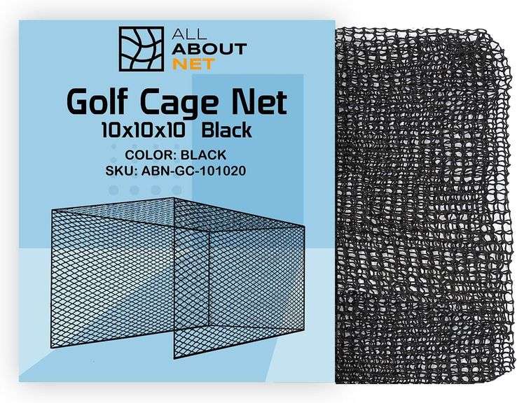 Practice Golf Cage Net, Black - Durable Design, Versatile for Golf, Baseball, Hockey - Weather-Treated, Bonus Rope Included