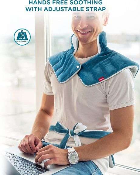 Comfytemp Electric Heating Pad for Back, Neck & Shoulders, 22"x33", 3 Heat Settings, Blue
