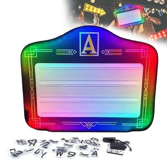 LED Letter Bottle Presenter, VIP Bottle Service Sign Color Display Lights with 4 Sets Letters & 1 Numbers Kit, Hand Holding Light Box Sign for Party,