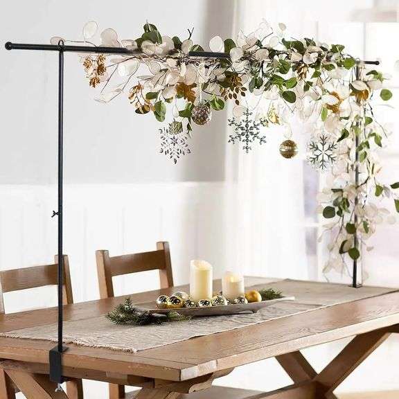 Over The Table Rod Stand with Clamps, 46-82 Length, Adjustable Metal Balloon Flower Arch Stand, Decorated Arch for Party, Birthday, Wedding, Halloween