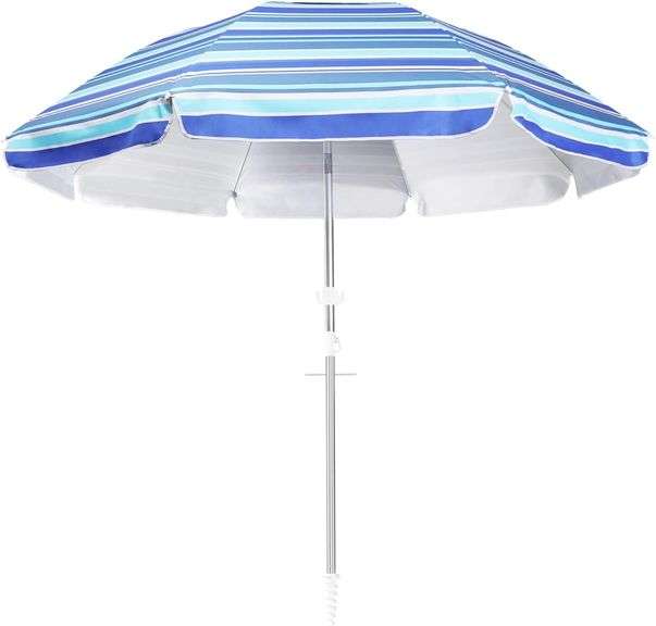 Beach Umbrella - 6.5ft LUHAHALU Beach Umbrella with Sand Anchor & Tilt Aluminum Pole, UV 50+ Sunshade umbrella, Portable Beach Umbrella with Carry Bag