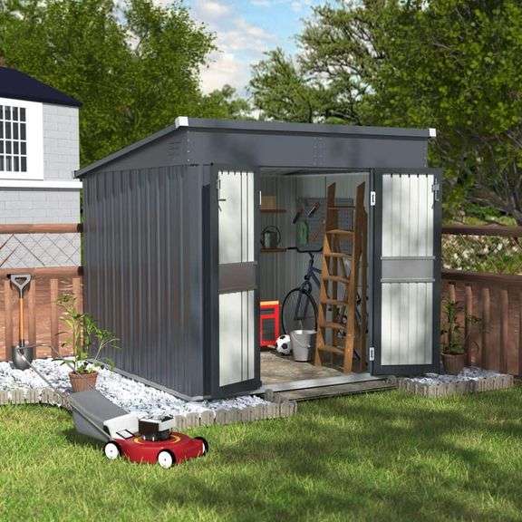 7 ft. W x 8 ft. D Metal Shed Outdoor Storage Shed 56 sq. Ft., Gray