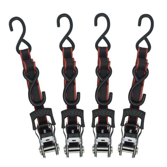 Husky 1 in. X 12 ft. Ratchet Tie Down With S Hook (3-Pack)