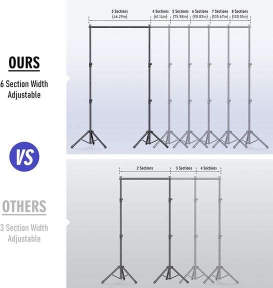 Eocnrhe Backdrop Stand for Parties, 6 Widths Available Backdrop Stand, 10x7.5ft Back Drop Adjustable Stand, Background Stand Backdrop, Photo Backdrop
