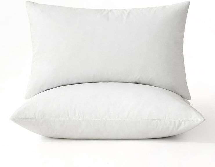 MIULEE 12x20 Pillow Inserts, Pack of 2 Feather Throw Pillow Inserts, Decorative Fluffy Cotton Fabric for Living Room Sofa Bed