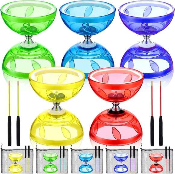 Diabolo Chinois à 5 Roulements – Bâtons, Corde 10 M, Sac Et Guide – Jouet Fitness Enfants Et Adultes