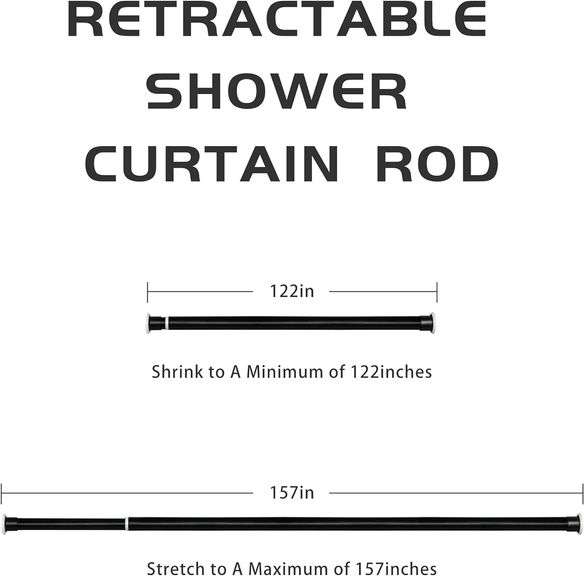 Ginbel Direct Tension Curtain Rod 122 to 157 Inches, 1.26" Diameter Spring Adjustable Curtains Rods Long Large Pole for Windows Door Bathroom Patio Ou