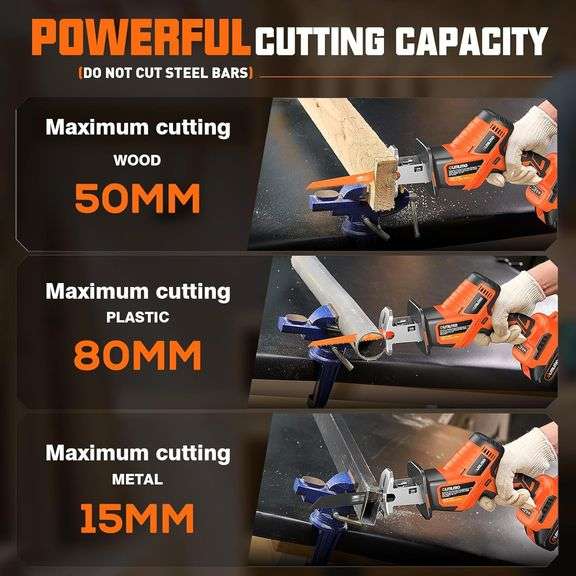 Cordless circular saw, 0-3200SPM battery saw, 2 x 2000 mAh, integrated LED light, tool-free saw blade replacement, 8 saw blades, sweeper saw, drinking