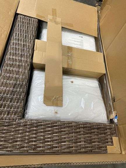 Brown Wicker Loveseat Missing Cushion Covers