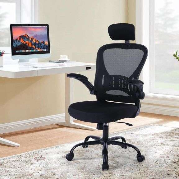 ralex-chair Ergonomic Office Chair with Adjustable Headrest & Lumbar Support, Desk Chair with Flip-Up Armrests, Comfortable for Home, Office, Conferen