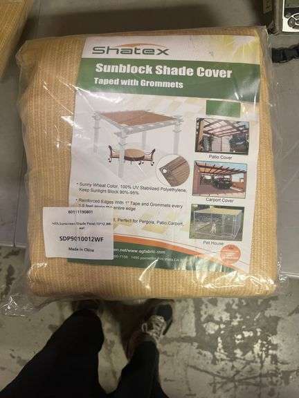 Shatex 90% Sun Shades for Patios 10x 12ft Shade Fabric Sun Shade Cloth Taped Edge with Grommets Sun-Block Mesh Shade for Pergola Cover Canopy Mocha, 1