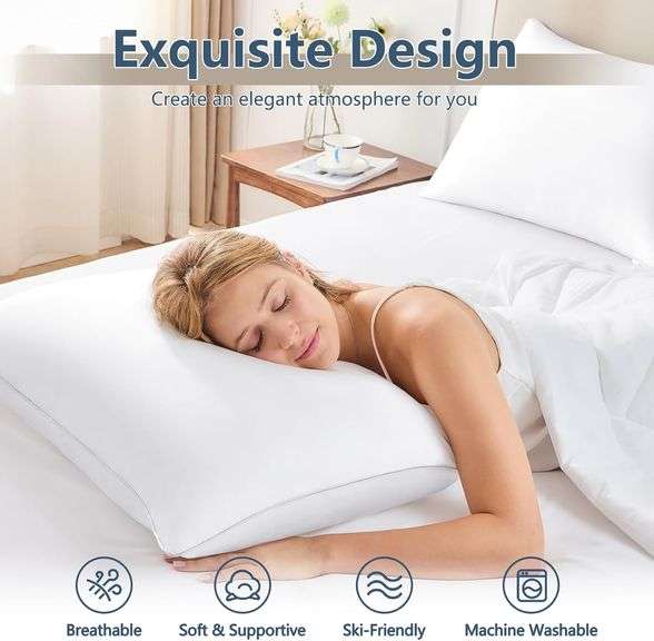 CozyLux Pillows Queen Size Set of 4, Hotel Quality Bed Pillows for Sleeping 4 Pack, Cooling Pillows for Side Back and Stomach Sleepers, Down Alternati
