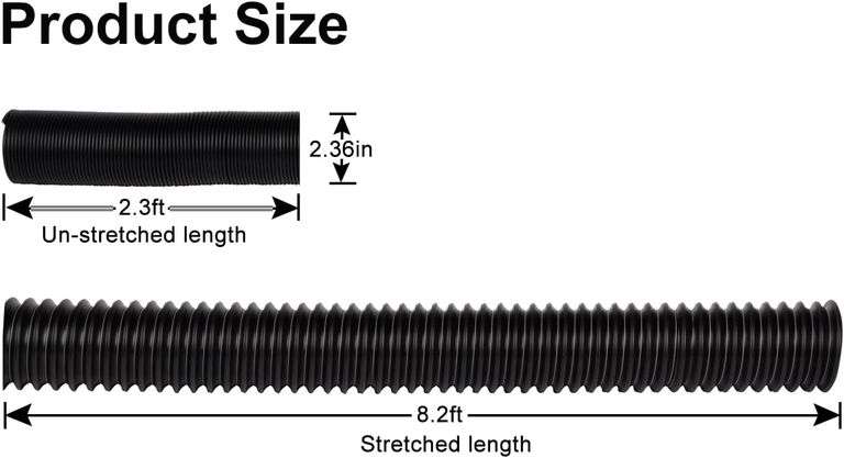 Prestantious Extra Extension Flexible Pipe for Prestantious 12" 12" Catch Basin, 2 inches ID, Pipe Stretched Length 8.2ft