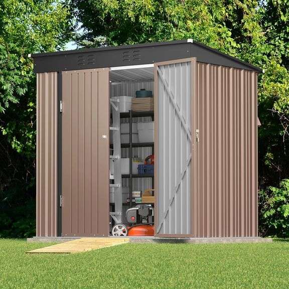Gizoon 6' x 4' Outdoor Storage Shed with Double Lockable Doors, Anti-Corrosion Metal Garden Shed, Waterproof Shed Outdoor Storage Clearance for Backya