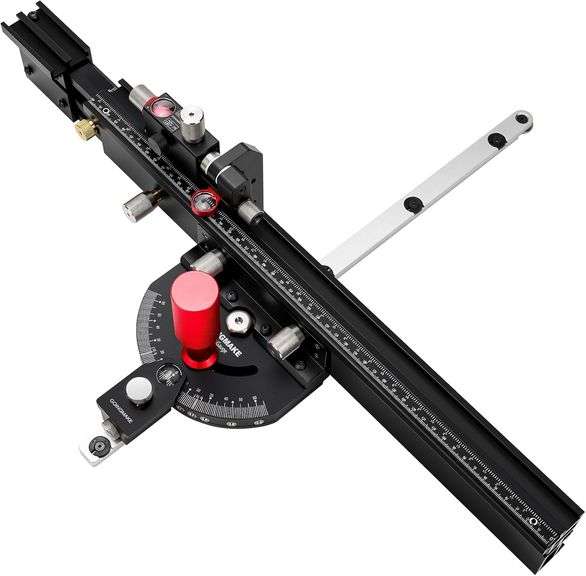 GOINGMAKE Table Saw Miter Gauge with Micro Adjustable Flip Stop and Extendable Fence and Quick Angle Stop for Table Saw Band Saw Router Table Fit 3/8
