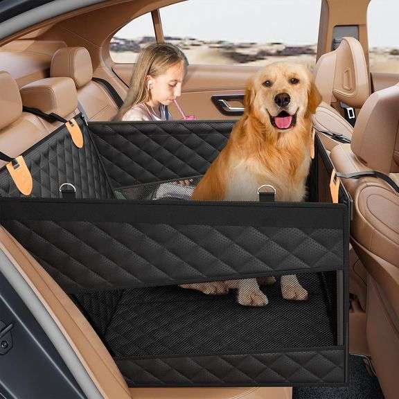 PETICON Dog Car Seat Covers, Waterproof Scratchproof Pet Bench Seat Covers and Large Dog Car Seat, Back Seat Extender for Cars, Trucks and SUVs