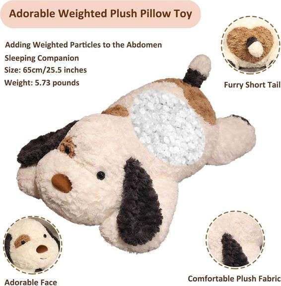 Dog Weighted Stuffed Animal, 5.7 lbs 25.5 inch Weighted Dog Plush Toy Large Dog Stuffed Animals Weighted Puppy Plush Animals Pillow Toy Gifts for Adul