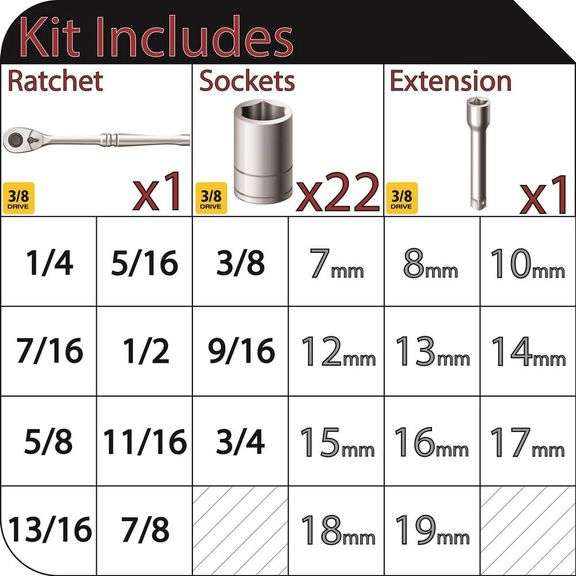 Husky 3/8 in. Drive Ratchet SAE/Metric Standard Socket Set (24-Piece)