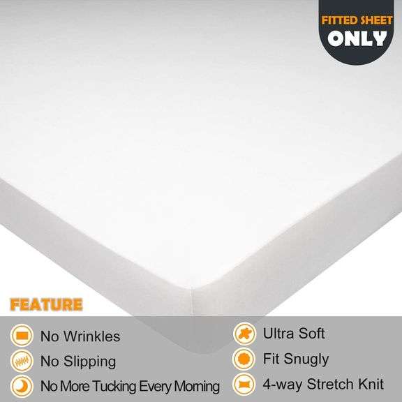 Soft Stretch King Size Fitted Sheet Only - Jersey Knit, 4-Way Stretchy Snug Fit, Wrinkle Free & Stay in Place, No More Slipping Off for Mattress, Soft