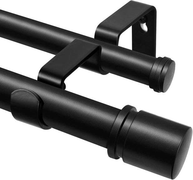 HOTOZON Double Curtain Rod 36 to 72 Inch, HOTOZON 1 Inch Heavy Duty Curtain Rods for Windows, Telescoping Double Drapery Rod with Simple Cap Finials,