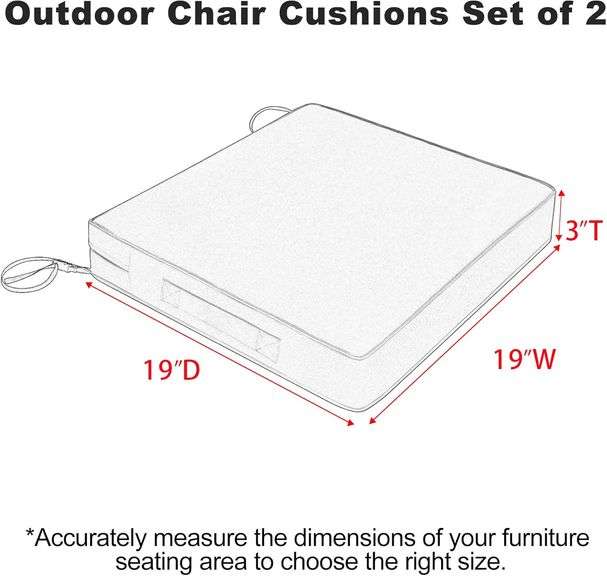 Favoyard Patio Chair Cushions 19 x 19 x 3 Inch Waterproof Outdoor Seat Cushions for Patio Furniture 3-Year Color Fastness Garden Sofa Couch Chair Pads