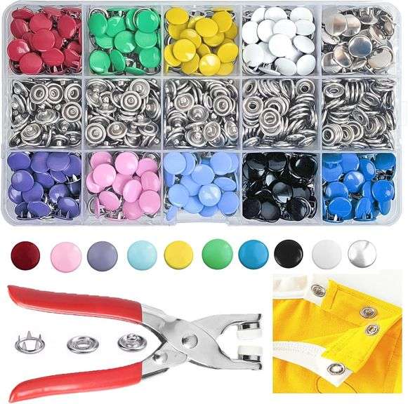 GTAAOY 800PCS Metal Snaps Buttons with Fastener Pliers Press Tool Kit Perfect for DIY Crafts Clothes Hats and Sewing, Snap Button Fasteners Kit for Cl