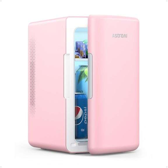 AstroAI Mini Fridge 2.0 Gen, 6 Liter/8 Cans Makeup Skincare Fridge 110V AC/ 12V DC Portable Cooler and Warmer Little Tiny Fridge for Bedroom, Beverage