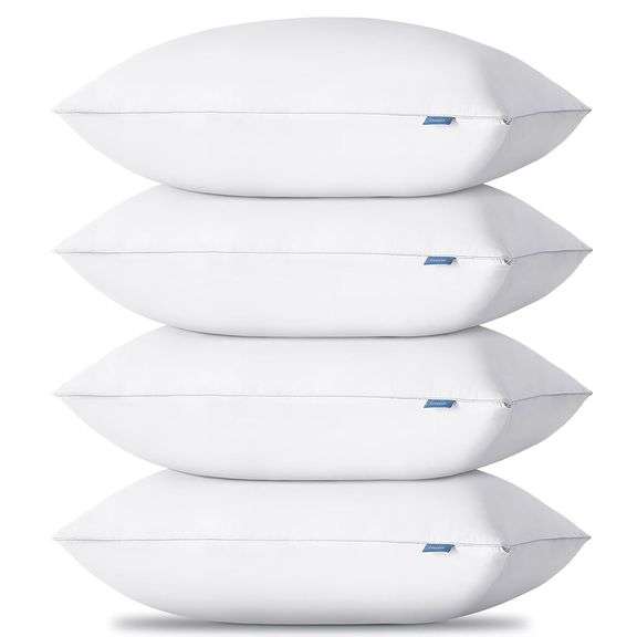 CozyLux Pillows Queen Size Set of 4, Hotel Quality Bed Pillows for Sleeping 4 Pack, Cooling Pillows for Side Back and Stomach Sleepers, Down Alternati