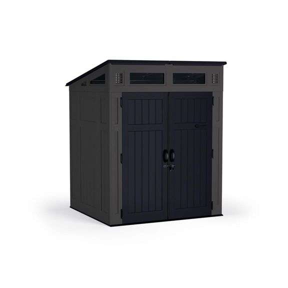 Suncast Modernist 6 ft. X 5 ft. Resin Vertical Pent Storage Shed with Floor Kit