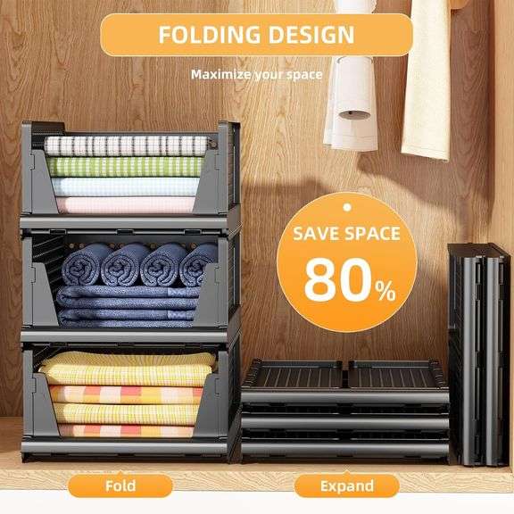 MSHOMELY Closet Organizer and Storage 4L Black (4 Pack-Black-L)