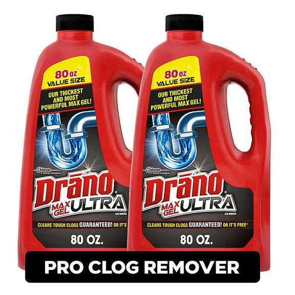 Drano Max Ultra Gel Drain Opener, 2 pk., 160 fl. Oz.